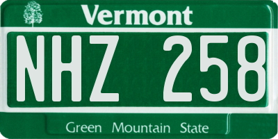 VT license plate NHZ258