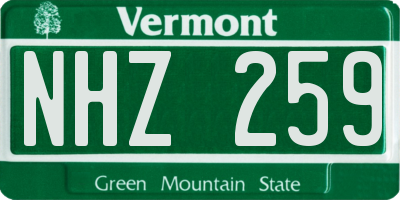 VT license plate NHZ259