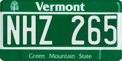 VT license plate NHZ265