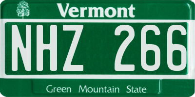 VT license plate NHZ266