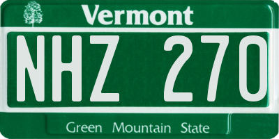 VT license plate NHZ270