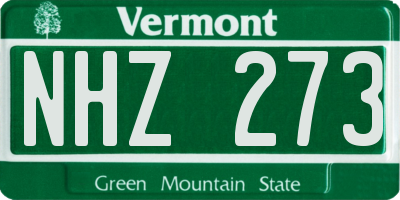 VT license plate NHZ273