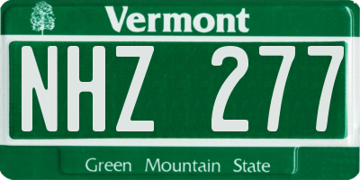 VT license plate NHZ277