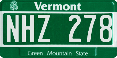VT license plate NHZ278