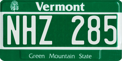 VT license plate NHZ285