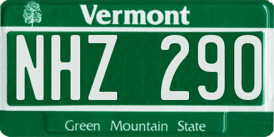 VT license plate NHZ290