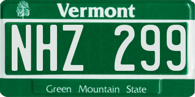 VT license plate NHZ299