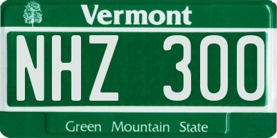 VT license plate NHZ300