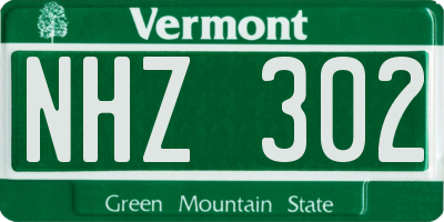 VT license plate NHZ302