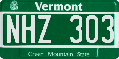 VT license plate NHZ303