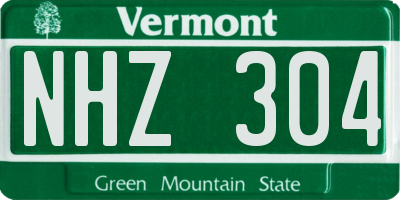 VT license plate NHZ304