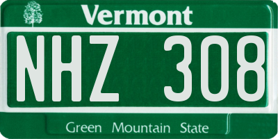 VT license plate NHZ308