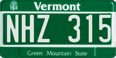 VT license plate NHZ315