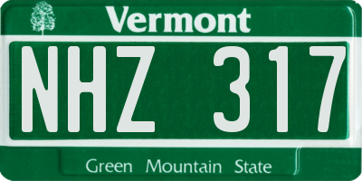 VT license plate NHZ317