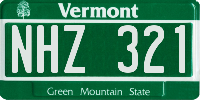 VT license plate NHZ321