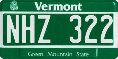 VT license plate NHZ322