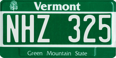 VT license plate NHZ325