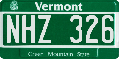 VT license plate NHZ326