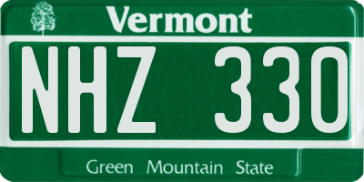 VT license plate NHZ330