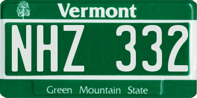 VT license plate NHZ332