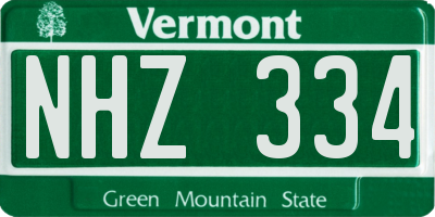 VT license plate NHZ334