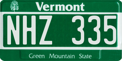 VT license plate NHZ335