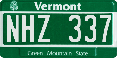VT license plate NHZ337