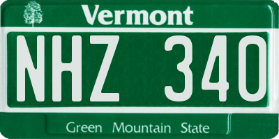 VT license plate NHZ340