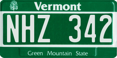VT license plate NHZ342