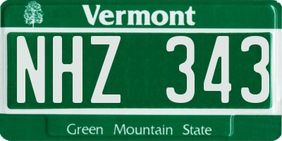 VT license plate NHZ343