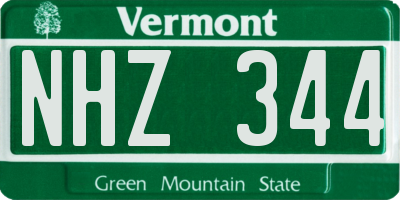VT license plate NHZ344