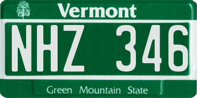 VT license plate NHZ346