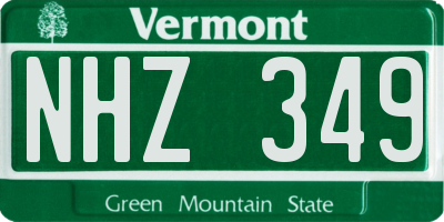 VT license plate NHZ349