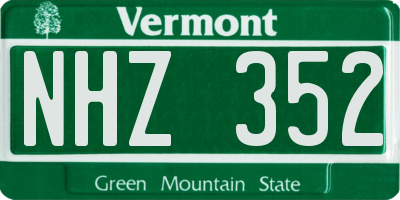 VT license plate NHZ352