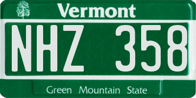 VT license plate NHZ358