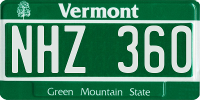 VT license plate NHZ360