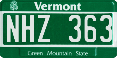 VT license plate NHZ363