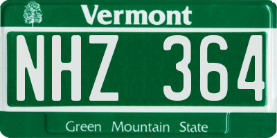 VT license plate NHZ364