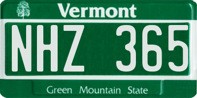 VT license plate NHZ365