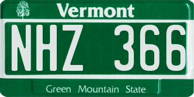VT license plate NHZ366