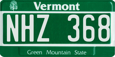 VT license plate NHZ368