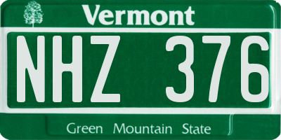 VT license plate NHZ376