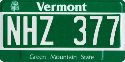 VT license plate NHZ377