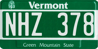VT license plate NHZ378