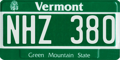 VT license plate NHZ380