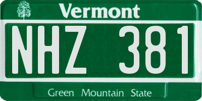 VT license plate NHZ381