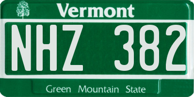 VT license plate NHZ382