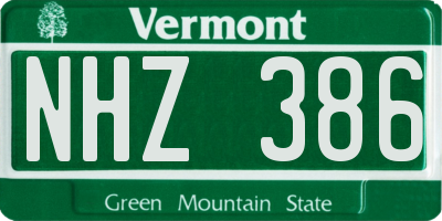 VT license plate NHZ386