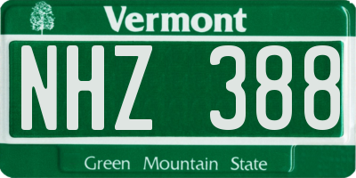 VT license plate NHZ388
