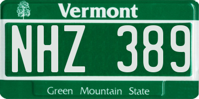 VT license plate NHZ389